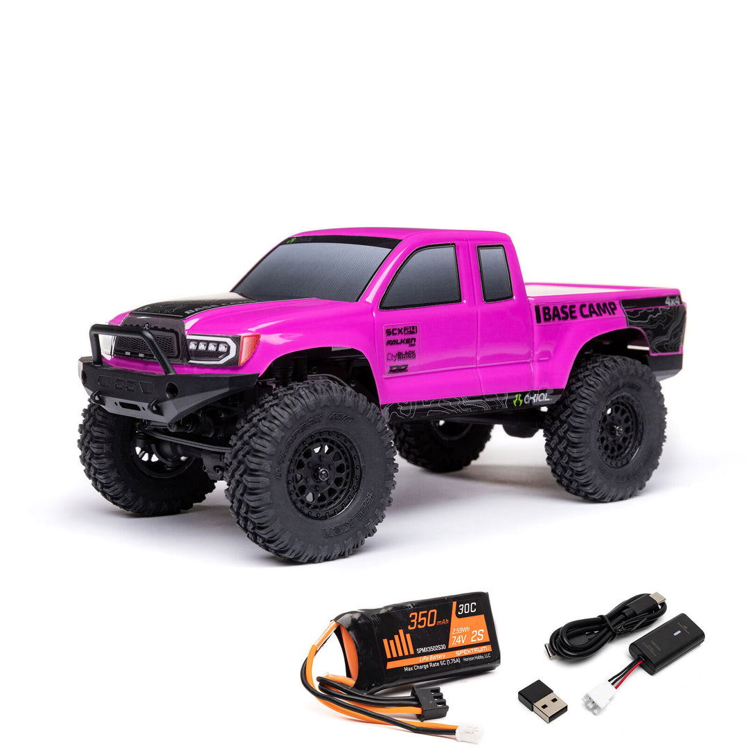 1/24 SCX24 Base Camp 4WD Rock Crawler Brushed RTR with Battery & Charger, White - Iron City RC Hobbies