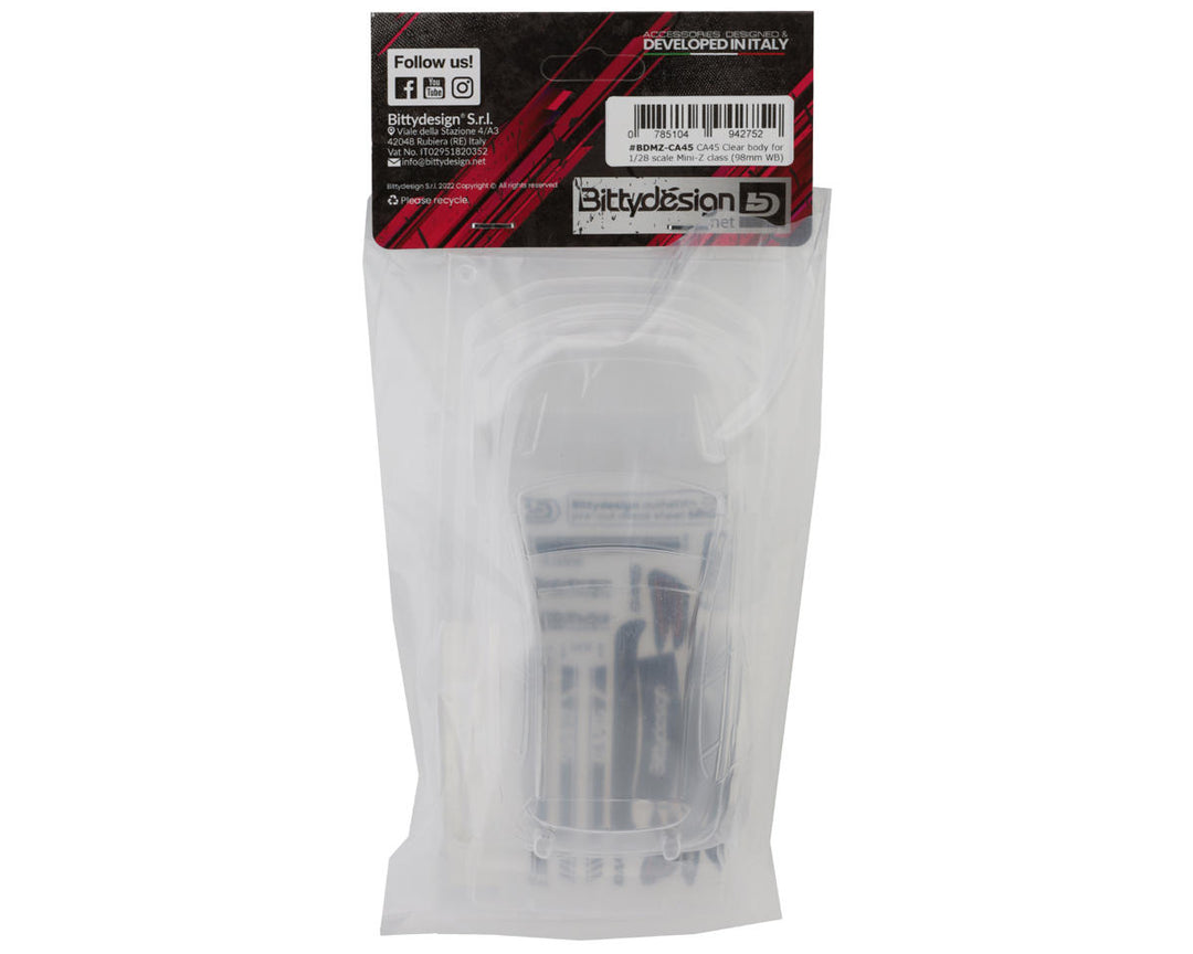 Bittydesign Ca45 1/28 Mini-Z Body (Clear) (98mm Wheelbase) - Iron City RC Hobbies