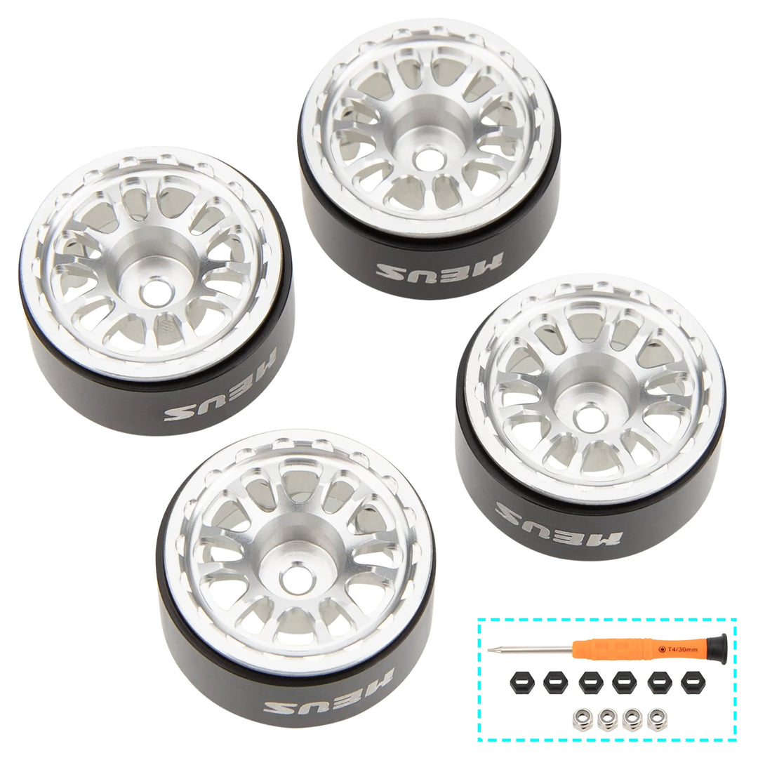 MEUS Racing 0.7-inch Beadlock Wheels Rims Deep-Dish Wheel for 1/30 Axial SCX30 1/32 Redcat Ascent-32 RC Crawler