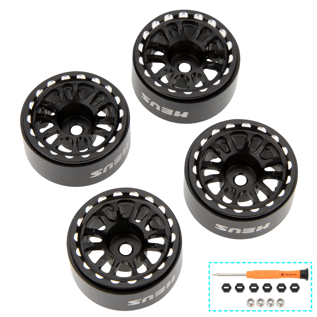 MEUS Racing 0.7-inch Beadlock Wheels Rims Deep-Dish Wheel for 1/30 Axial SCX30 1/32 Redcat Ascent-32 RC Crawler