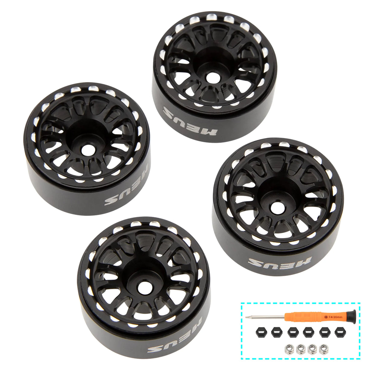 MEUS Racing 0.7-inch Beadlock Wheels Rims Deep-Dish Wheel for 1/30 Axial SCX30 1/32 Redcat Ascent-32 RC Crawler