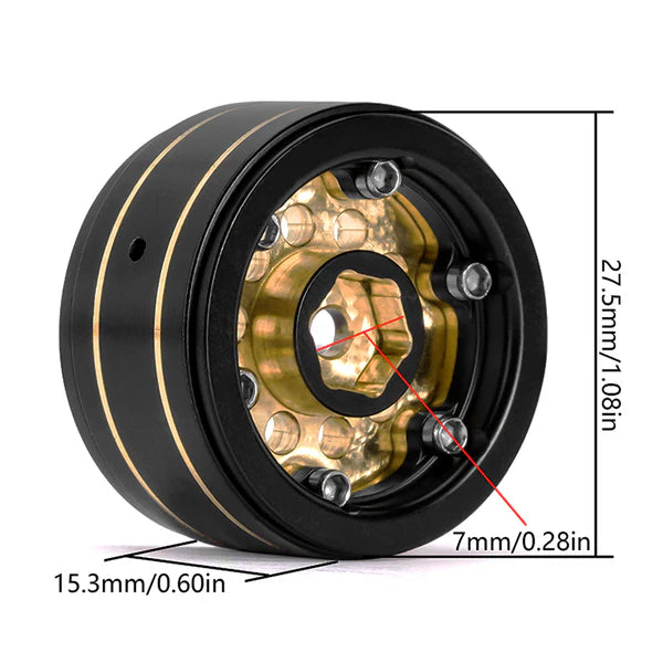 INJORA 1.0" 39g/pcs Brass -2.65mm Offset Wheels for Micro Crawlers