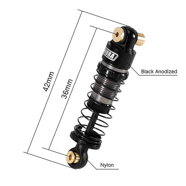 INJORA 36mm Big Bore Oil Shocks for 1/24 SCX24 FCX24M