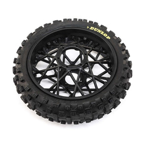 Losi Dunlop MX53 Rear Tire Mounted, Black: Promoto-MX - Iron City RC Hobbies