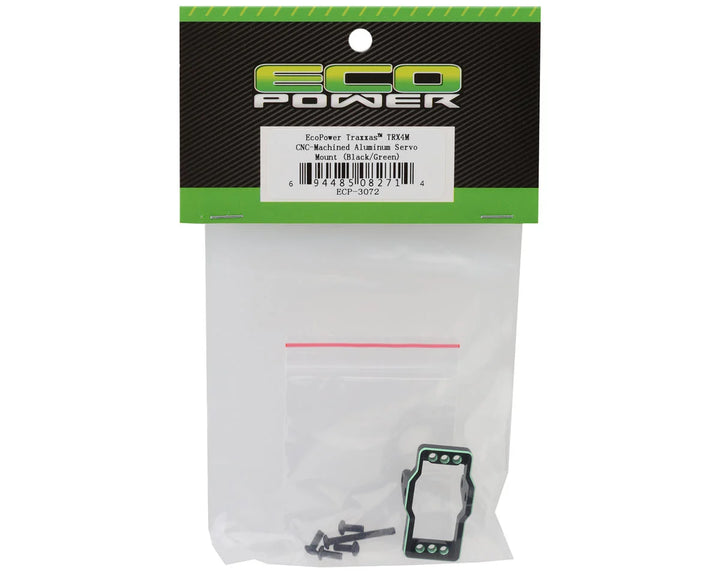 EcoPower CNC-Machined Aluminum Servo Mount for Traxxas™ TRX-4M (Black & Green) - Iron City RC Hobbies