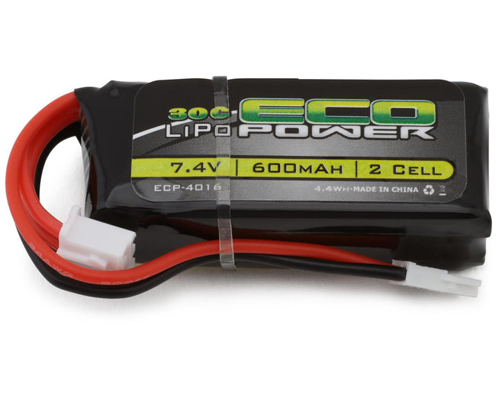 EcoPower 2S 30C LiPo Battery w/Molex Connector (7.4V/600mAh) (Fits: Furitek™ FX118/CR-18P) - Iron City RC Hobbies