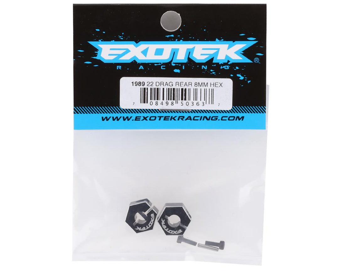 Exotek TLR 22 Drag Racing Wide Clamping Rear Hex (Black) (2) (8.5mm) - Iron City RC Hobbies