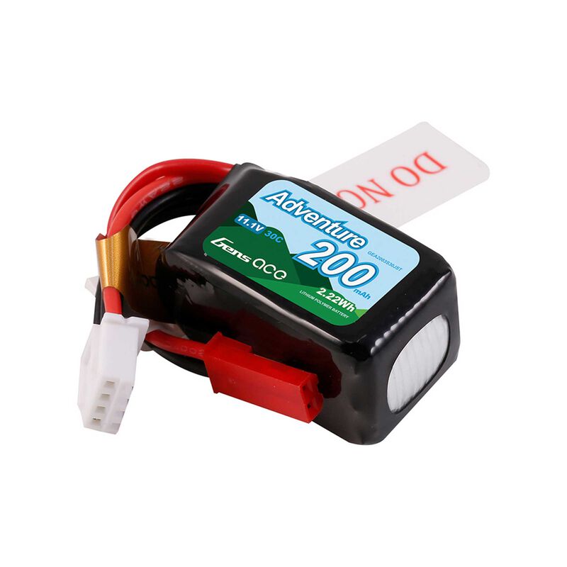 Gens Ace 11.1V 200mAh 3S 30C G-Tech LiPo Battery: JST