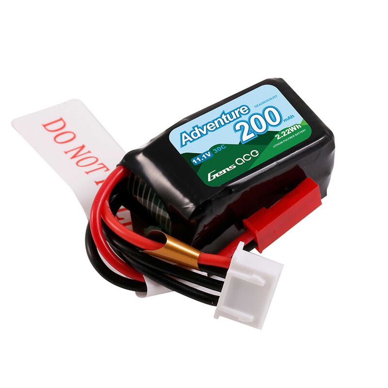 Gens Ace 11.1V 200mAh 3S 30C G-Tech LiPo Battery: JST