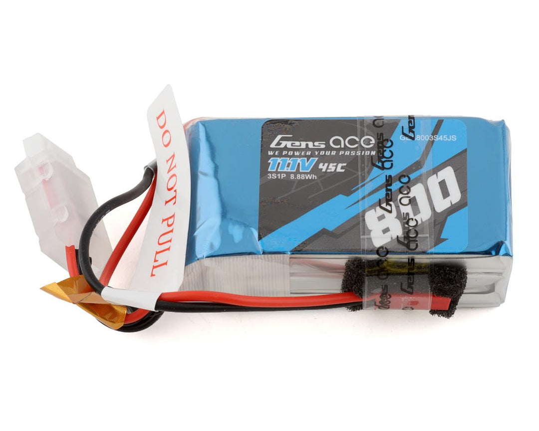 Gens Ace 3S LiPo Battery 45C (11.1V/800mAh) w/JST Connector