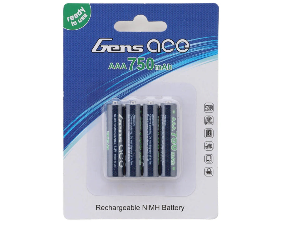Gens Ace High Power Rechargeable AAA NIMH Battery (1.2V/750mAh) (4) (Mini-Z) - Iron City RC Hobbies