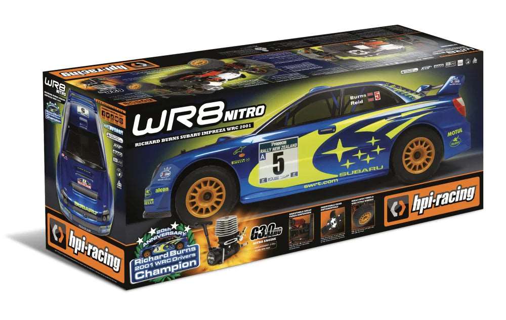 HPI Racing - WR8 Nitro 3.0 2001 WRC Subaru Impreza 1/8 Scale 4WD RTR Rally Car