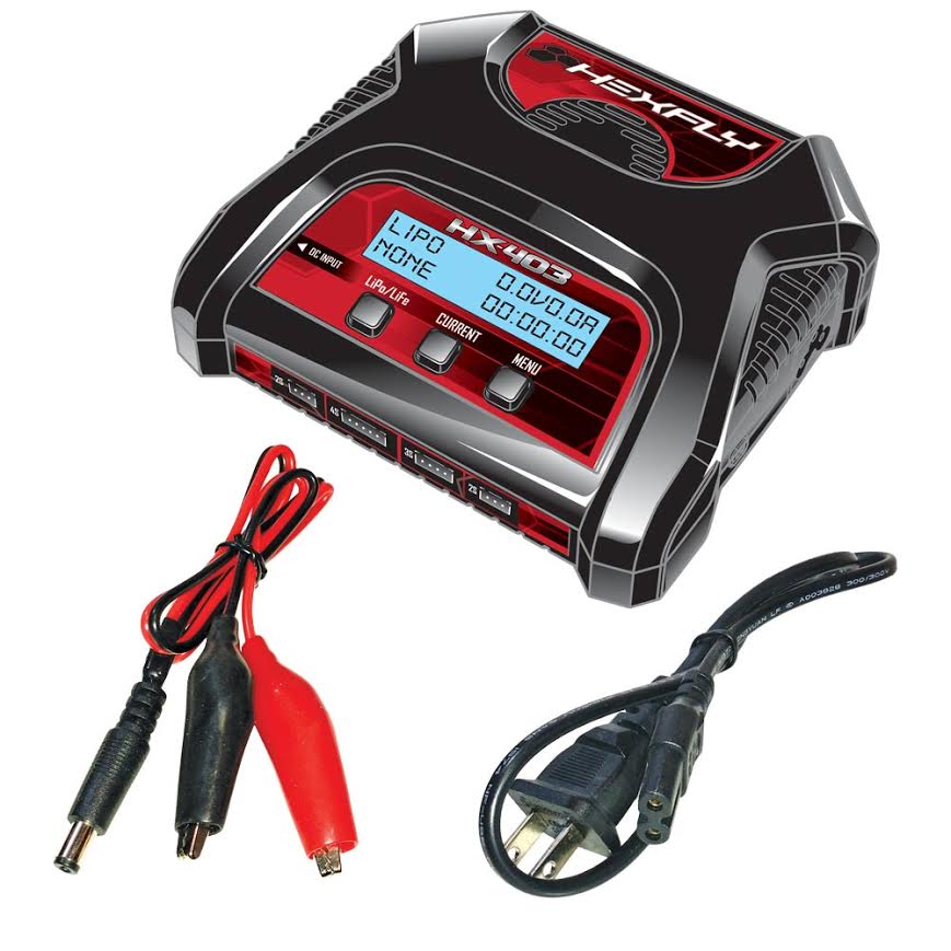 REDCAT Hexfly HX-403 Dual Port 2S-4S AC/DC LiPo LiFe Battery Charger (1pc) - Iron City RC Hobbies