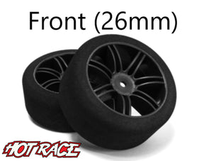 Hot Race 1:10 Front tires - Carbon Wheels (32 Shore) - Iron City RC Hobbies