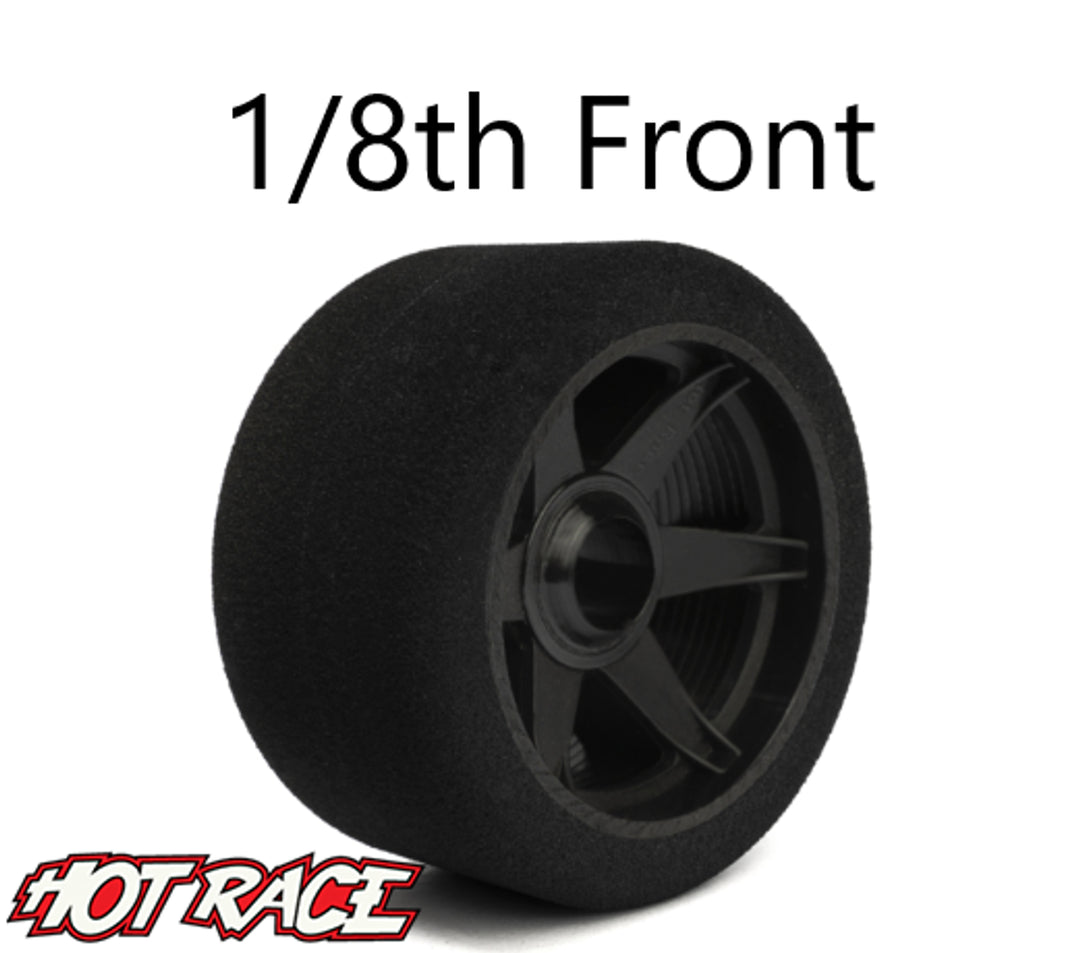Hot Race 1:8 Front Tires - Carbon Wheels (32 Shore) - Iron City RC Hobbies