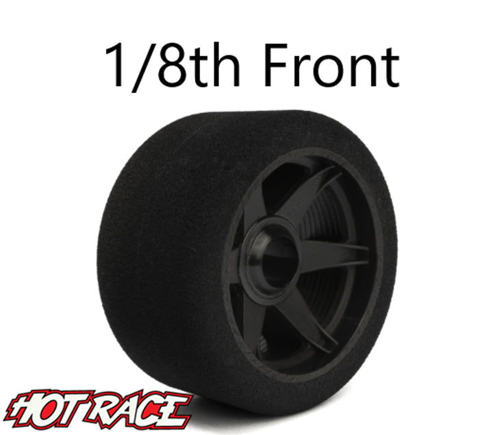 Hot Race 1:8 Front Tires - Carbon Wheels (32 Shore) - Iron City RC Hobbies