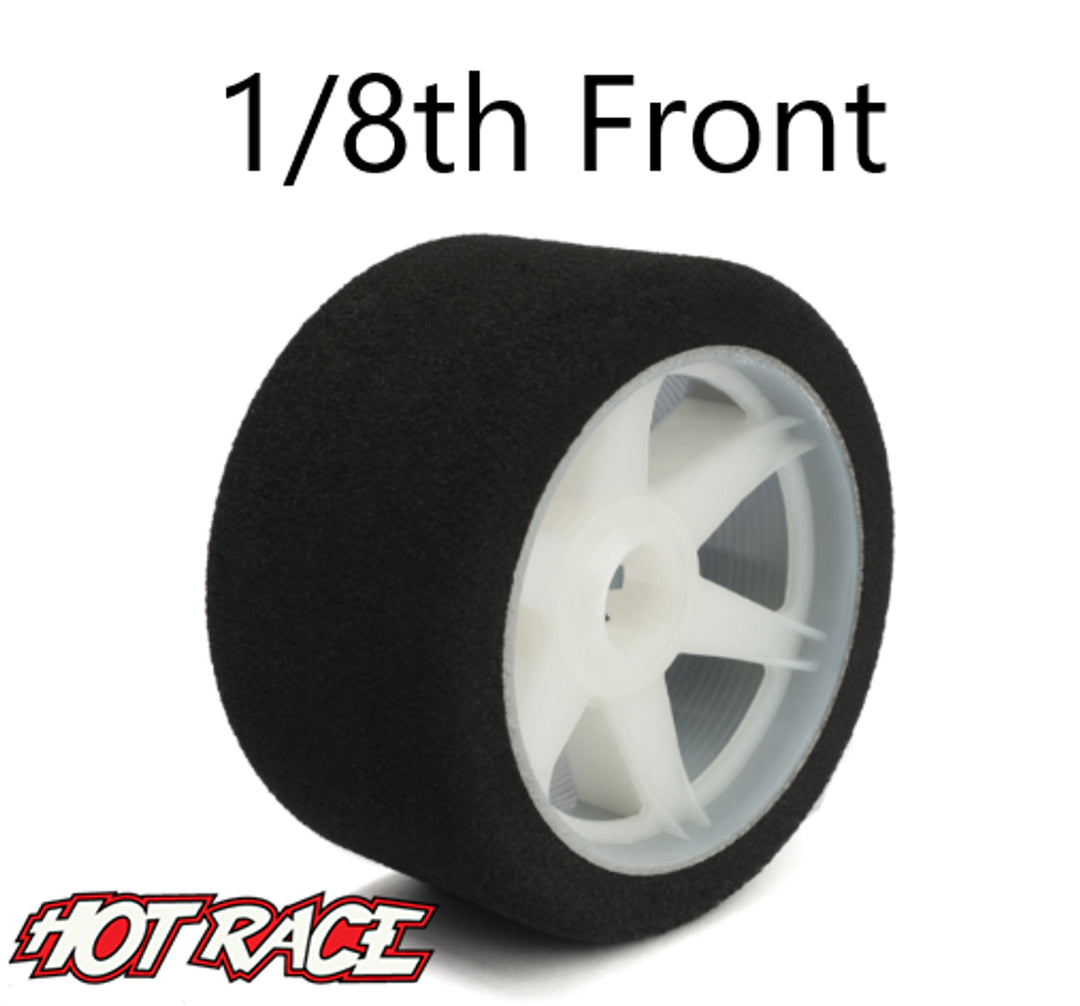 Hot Race 1:8 Front Tires - White Wheels (32 Shore) - Iron City RC Hobbies