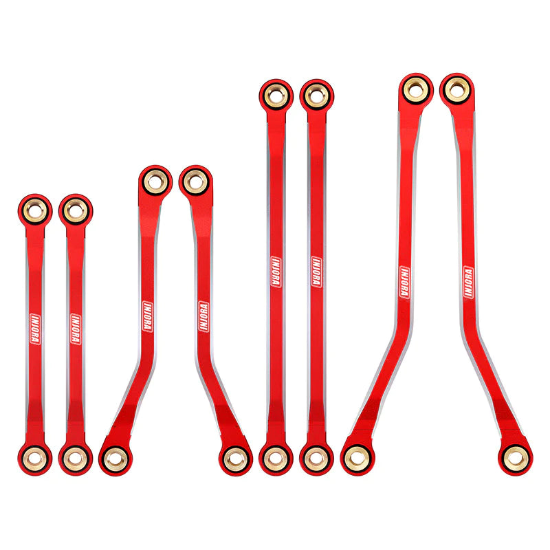 INJORA Aluminum High Clearance Chassis Links Set for 1/18 TRX4M (Red)