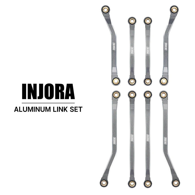 INJORA Aluminum High Clearance Chassis Links Set for 1/18 TRX4M (Gray)