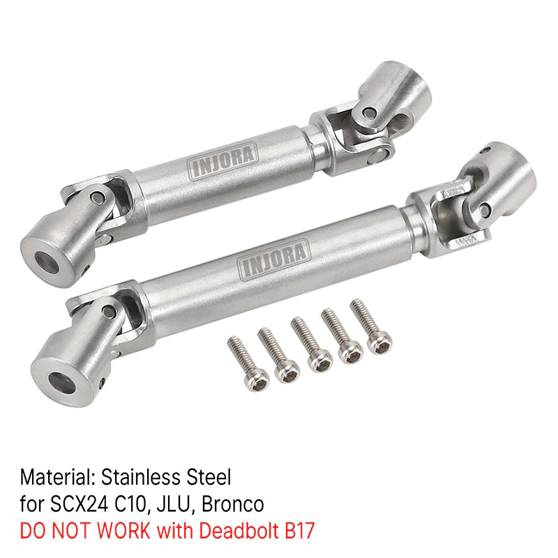 INJORA Steel Front Rear Center Drive Shafts For Axial SCX24 Chevrolet Jeep Wrangler Bronco - Iron City RC Hobbies