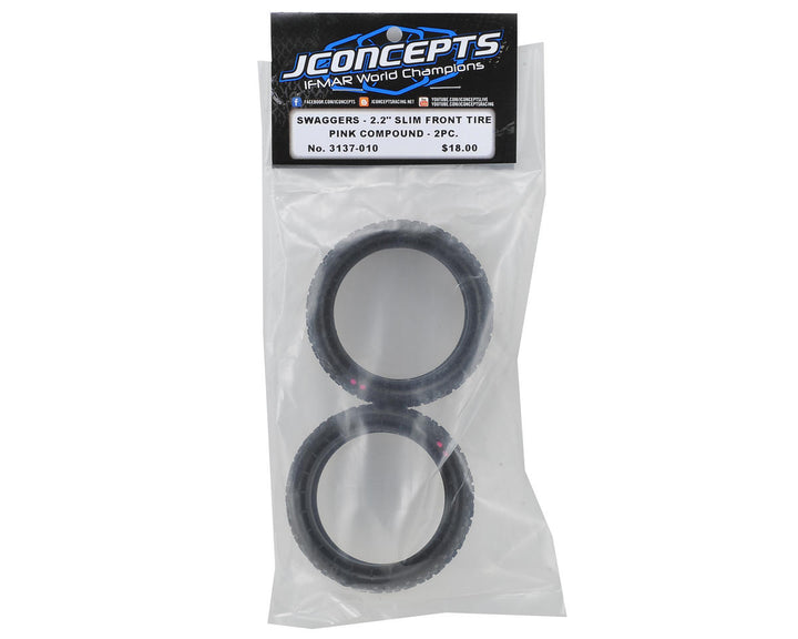 JConcepts Swaggers 2.2" 2WD Front Buggy Carpet Tires (2) (Pink) - Iron City RC Hobbies