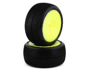 JConcepts Fuzz Bite LP 2.2" Mounted Rear Buggy Carpet Tires (Yellow) (2) (Pink) w/12mm Hex - Iron City RC Hobbies