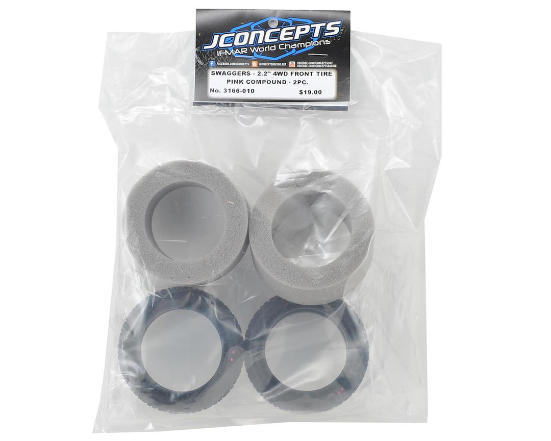 JConcepts Swaggers 2.2" 4WD Front Buggy Carpet Tires (2) (Pink) - Iron City RC Hobbies