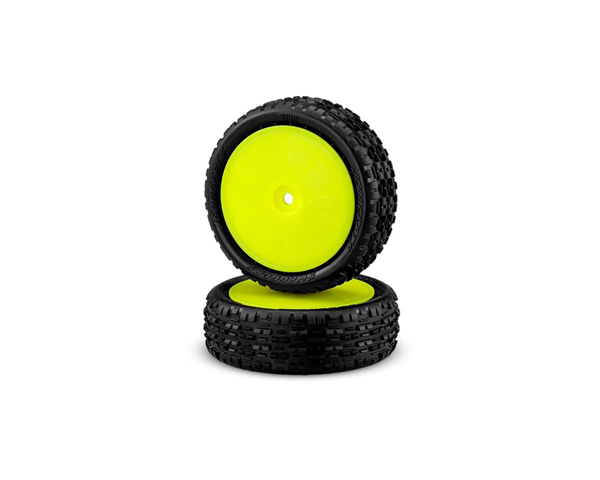 JConcepts Swagger 2.2" Pre-Mounted 4WD Front Buggy Carpet Tires (Yellow) (2) (Pink) w/12mm Hex