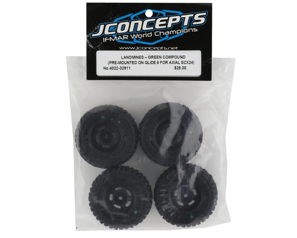 JConcepts Tusk 1.0" Pre-Mounted Tires w/Hazard Wheel (Black) (4) (Gold) w/7mm Hex