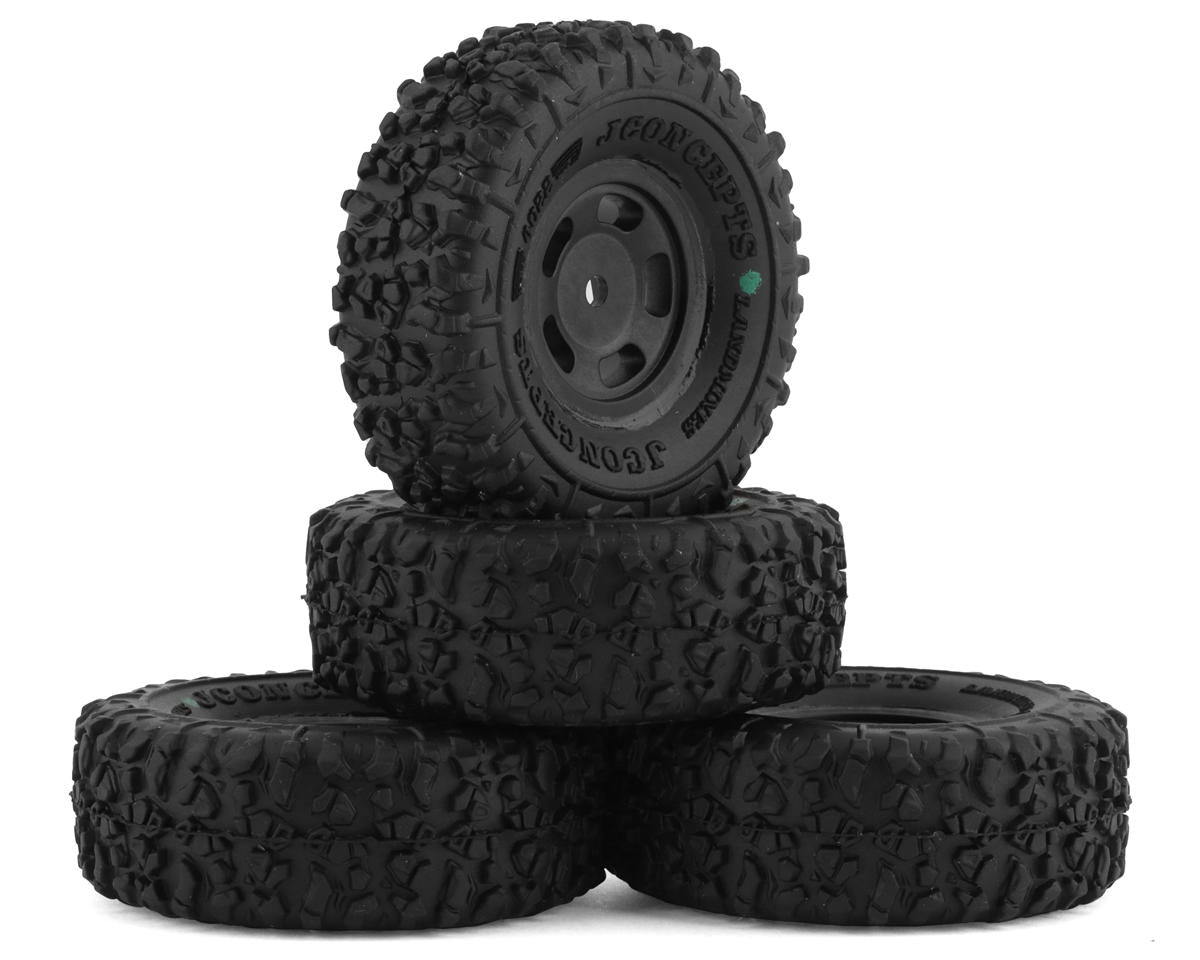 JConcepts Tusk 1.0" Pre-Mounted Tires w/Hazard Wheel (Black) (4) (Gold) w/7mm Hex