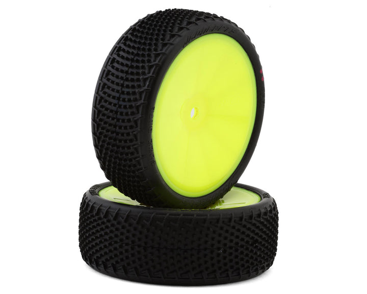 JConcepts Fuzz Bite LP Wide 2.2" Pre-Mounted 2WD Front Buggy Carpet Tires (Pink) (2) w/12mm Hex - Iron City RC Hobbies