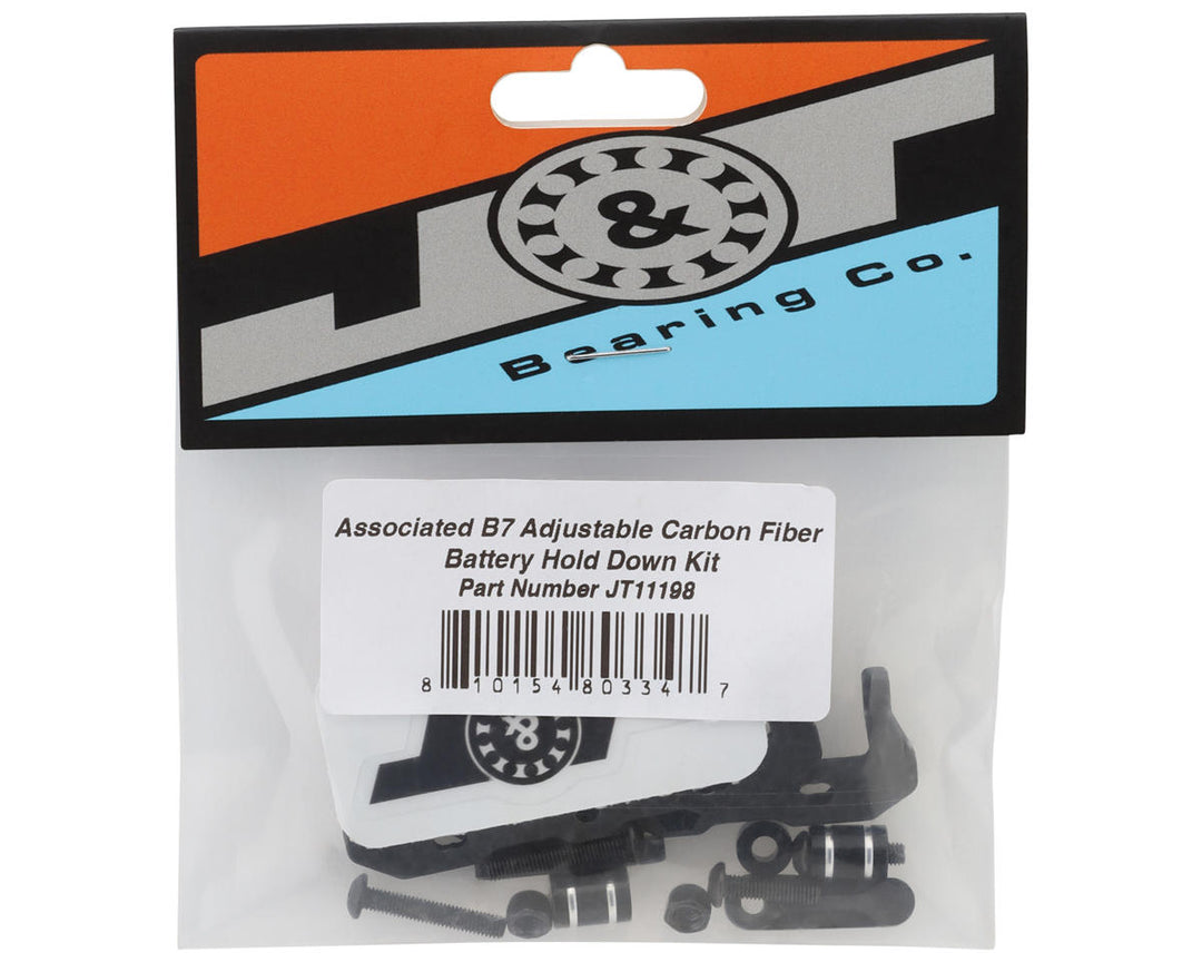 J&T Bearing Co. Associated B7 Adjustable Carbon Fiber Battery Hold Down Kit - Iron City RC Hobbies