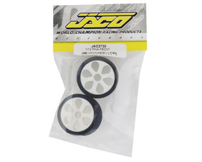 Jaco Prism 1/12 Mounted Foam Front Tires (2) (Pink) - Iron City RC Hobbies