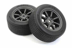 Kyosho Fazer FZ02 Pre-Mounted Vintage TC Tire w/8-Spoke Racing Wheel (Black) (2) w/12mm Hex - Iron City RC Hobbies