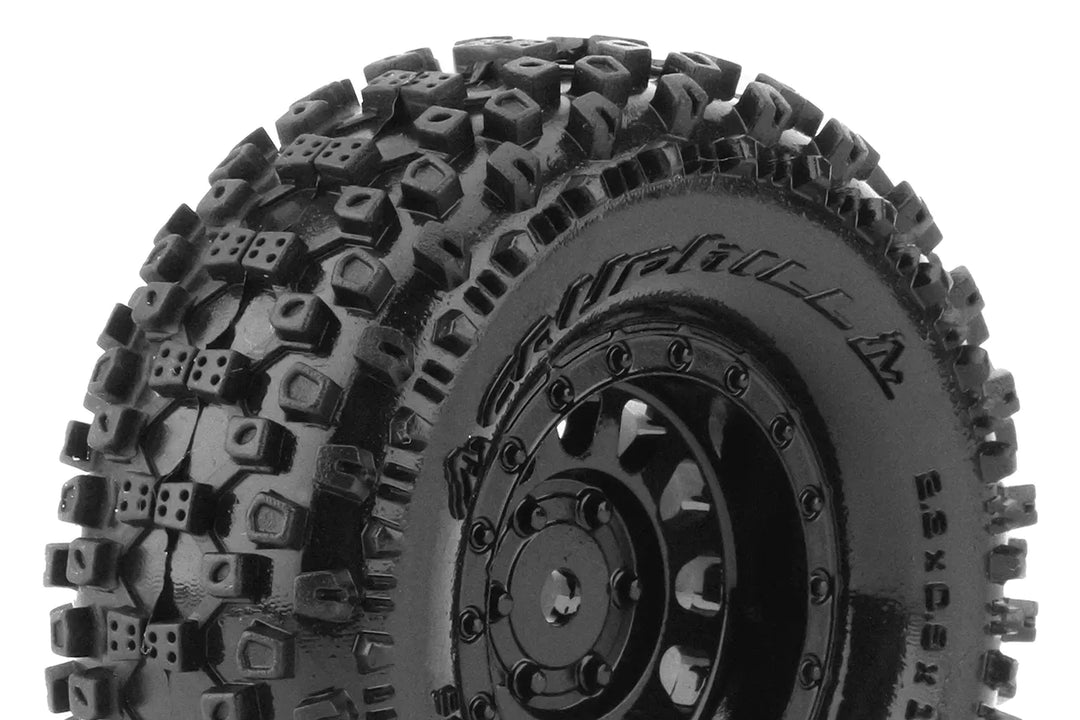 Louise RC - CR-UPHILL - 1-18/1-24 Crawler Tire Set - Mounted - Super Soft - Black 1.0 Wheels - Hex 7mm - Iron City RC Hobbies