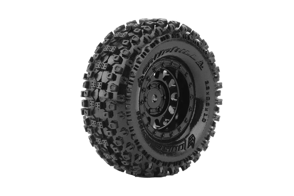 Louise RC - CR-UPHILL - 1-18/1-24 Crawler Tire Set - Mounted - Super Soft - Black 1.0 Wheels - Hex 7mm - Iron City RC Hobbies