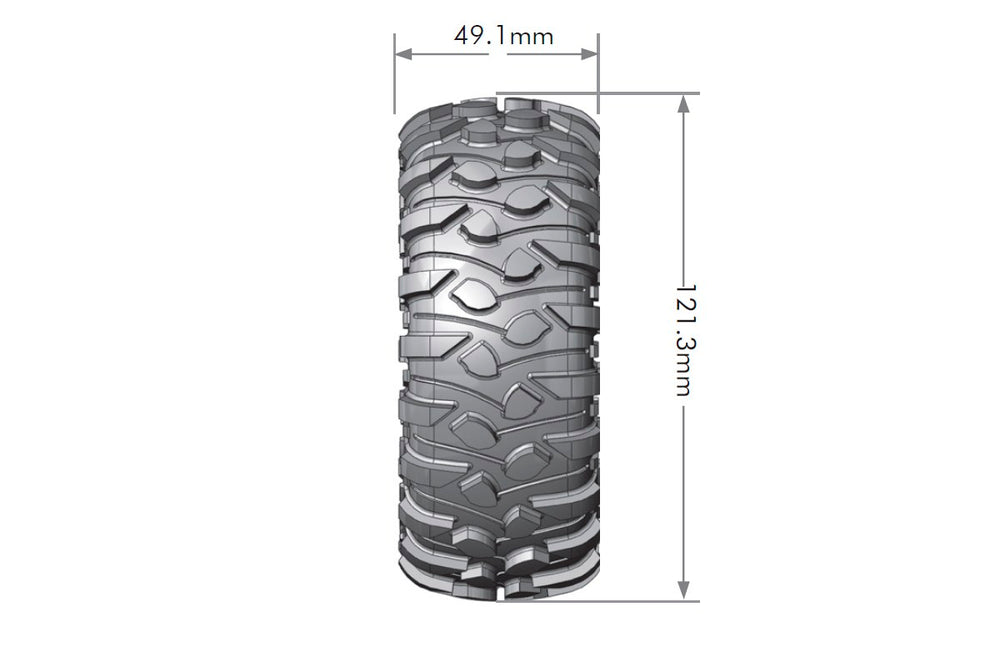 CR-Rowdy 1/10 1.9" Crawler Tires, 12mm Hex, Super Soft, Mounted on Black Chrome Rim, Front/Rear (2) - Iron City RC Hobbies