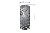 CR-Rowdy 1/10 1.9" Crawler Tires, 12mm Hex, Super Soft, Mounted on Black Chrome Rim, Front/Rear (2) - Iron City RC Hobbies