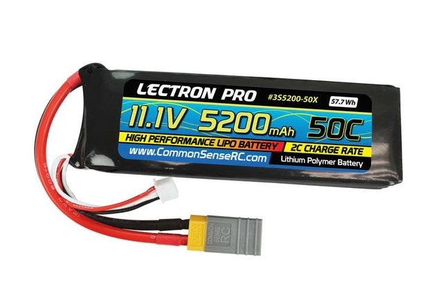 Lectron Pro 11.1V 5200mAh 50C Lipo Battery with XT60 Connector + CSRC adapter for XT60 batteries to popular RC vehicles