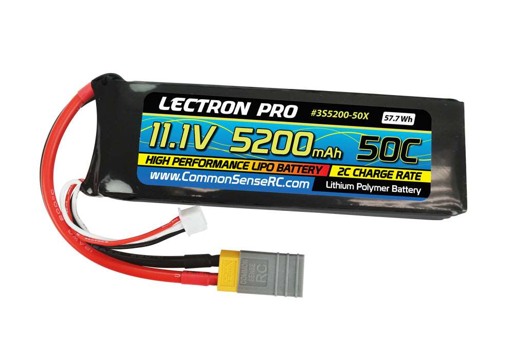 Lectron Pro 11.1V 5200mAh 50C Lipo Battery with XT60 Connector + CSRC adapter for XT60 batteries to popular RC vehicles