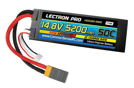 Lectron Pro 14.8V 5200mAh 50C Lipo Battery Hard Case with XT60 Connector + CSRC adapter for XT60 batteries to popular RC vehicles