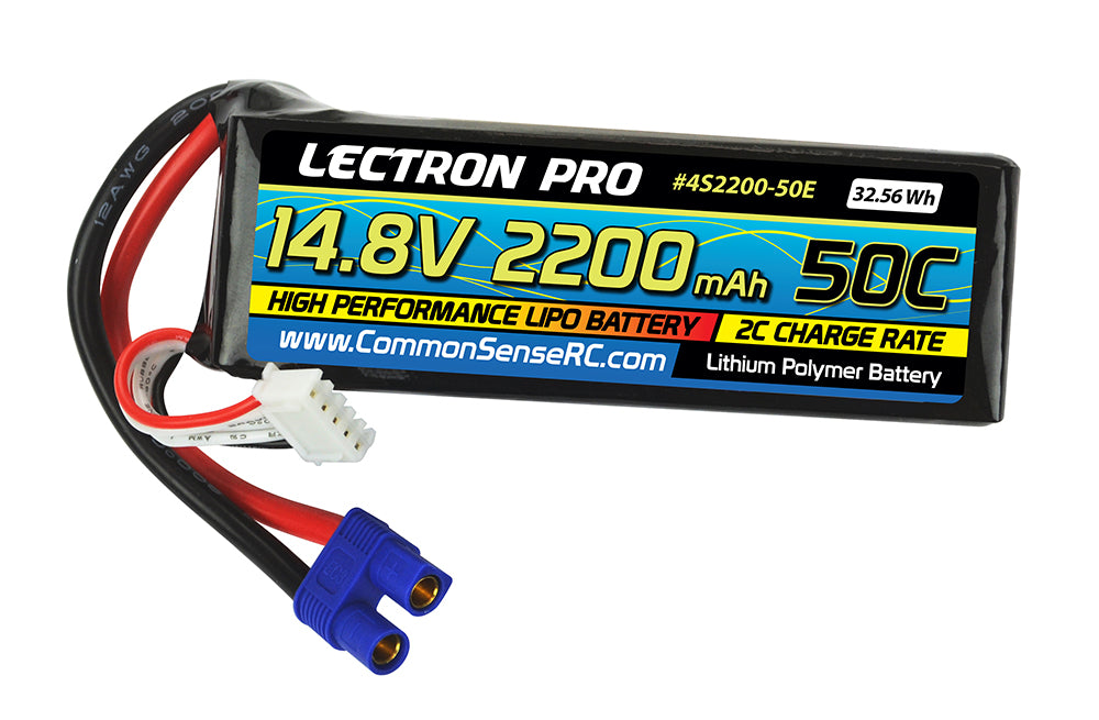 Lectron Pro 14.8V 2200mAh 50C Lipo Battery with EC3
