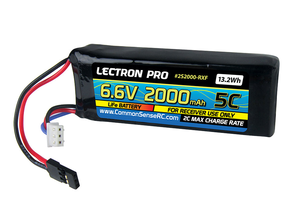 Lectron Pro 6.6V 2000mAh 5C LiFe Receiver Pack - Iron City RC Hobbies