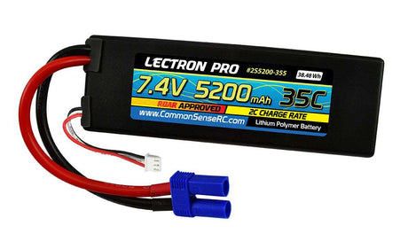 Lectron Pro 7.4V 5200mAh 35C Lipo Battery with EC5 Connector
