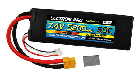 Lectron Pro 7.4V 5200mAh 50C Lipo Battery with XT60 Connector + CSRC adapter for XT60 batteries to popular RC vehicles