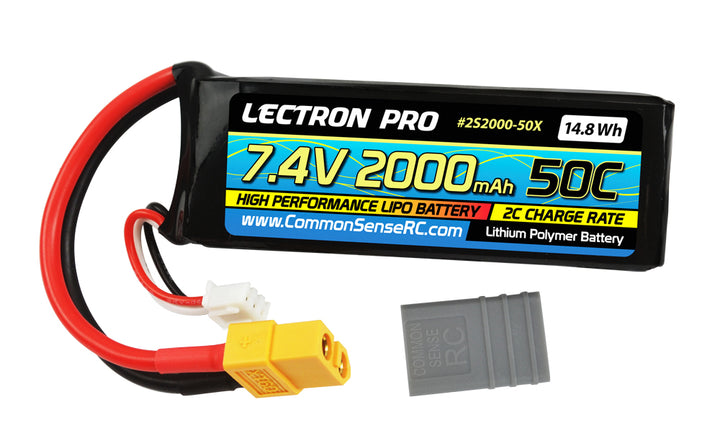 Lectron Pro 7.4V 2000mAh 50C Lipo Battery with XT60 Connector / Most Common - Iron City RC Hobbies
