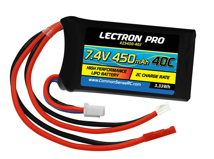 Lectron Pro 7.4V 450mAh 40C Lipo Battery with JST PH 2.0 connector for Axial SCX24 - Iron City RC Hobbies