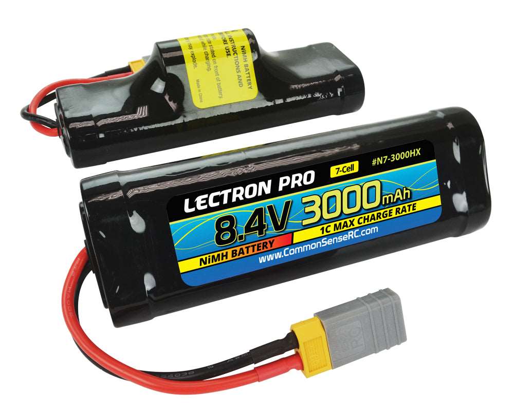Lectron Pro NiMH 8.4V (7-cell) 3000mAh Hump Pack with XT60 Connector + CSRC adapter for XT60 batteries to popular RC vehicles