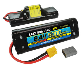 Lectron Pro NiMH 8.4V (7-cell) 5000mAh Hump Pack with XT60 Connector + CSRC adapter for XT60 batteries to popular RC vehicles - Iron City RC Hobbies