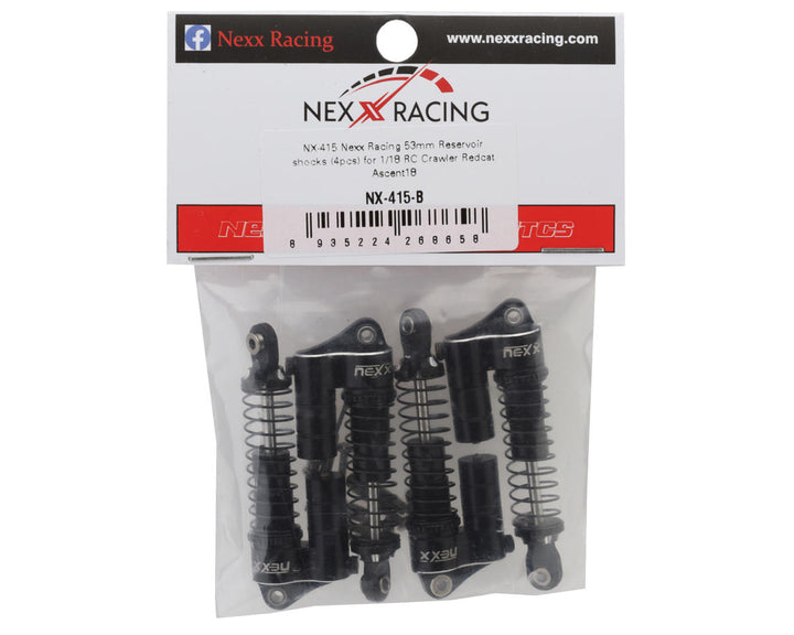 NEXX Racing Redcat Ascent18 Reservoir Aluminum Oil Shocks (Black) (4) (53mm) - Iron City RC Hobbies